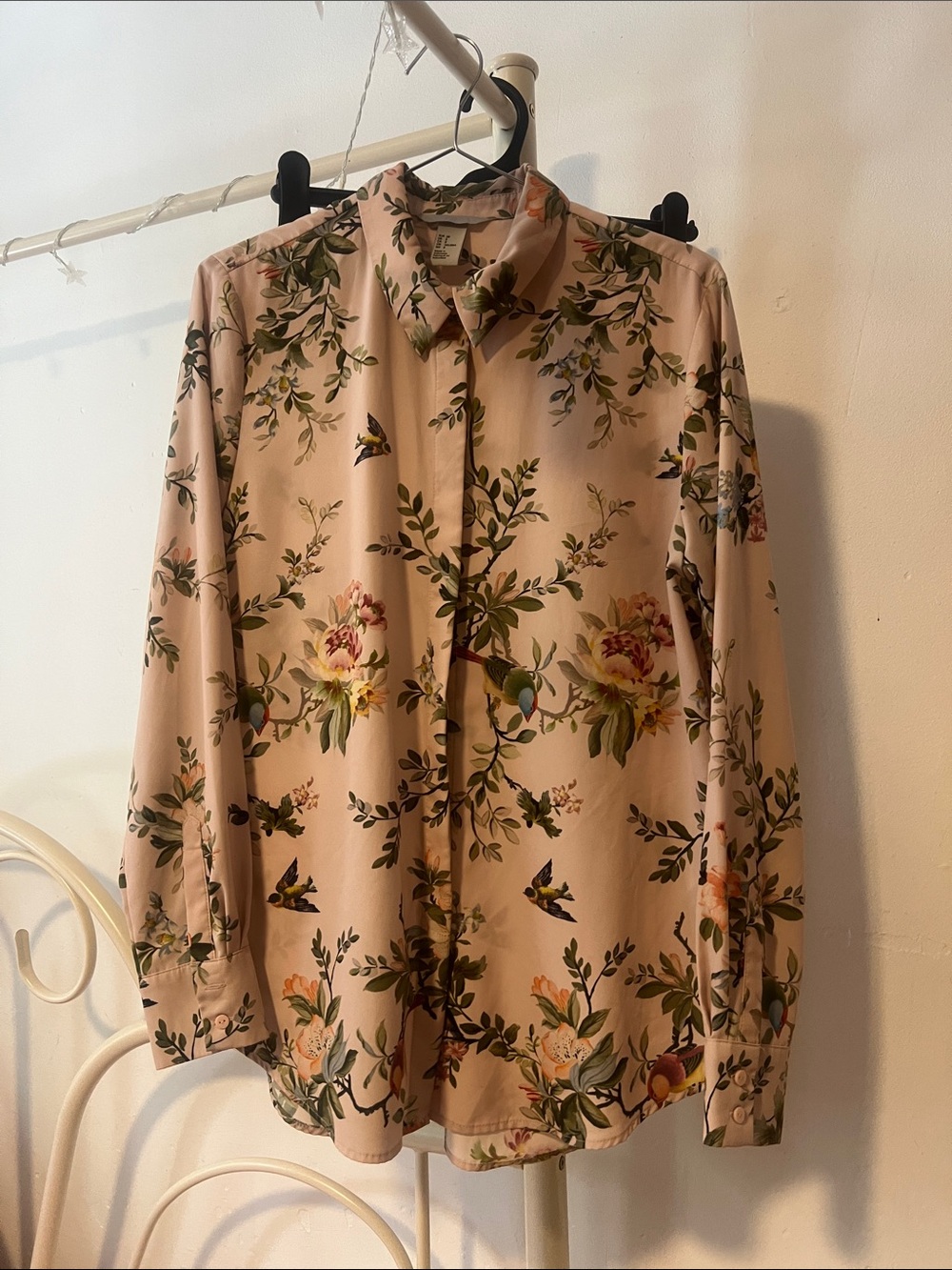 H&M Pale Pink Floral Button-Down Shirt